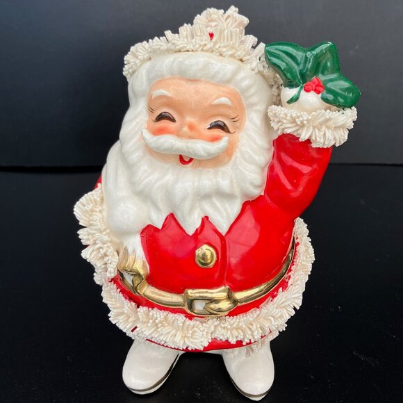 Lefton Ceramic Santa Spaghetti Trim Coin Bank - Picture 2 of 13